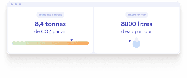 Deux représentations graphiques de l'empreinte carbone et eau
